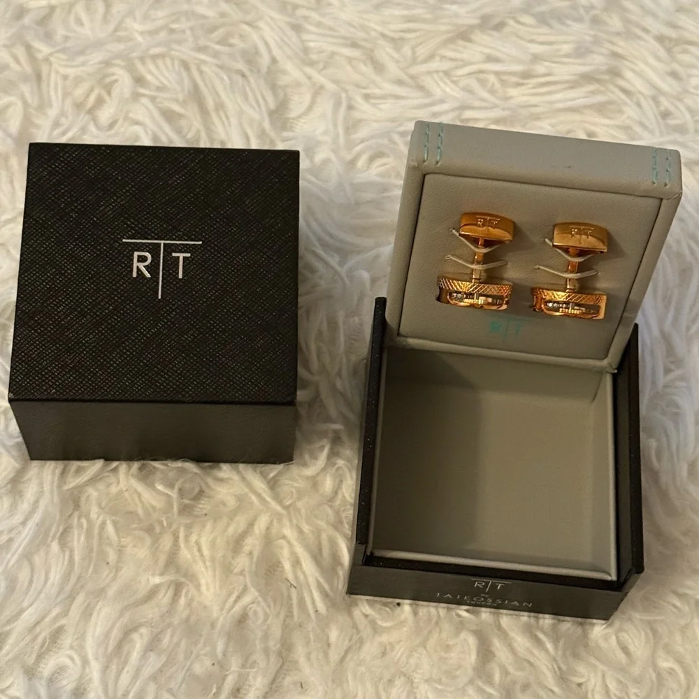 Tateossian London Round Gear Cufflinks Rose Gold Finish